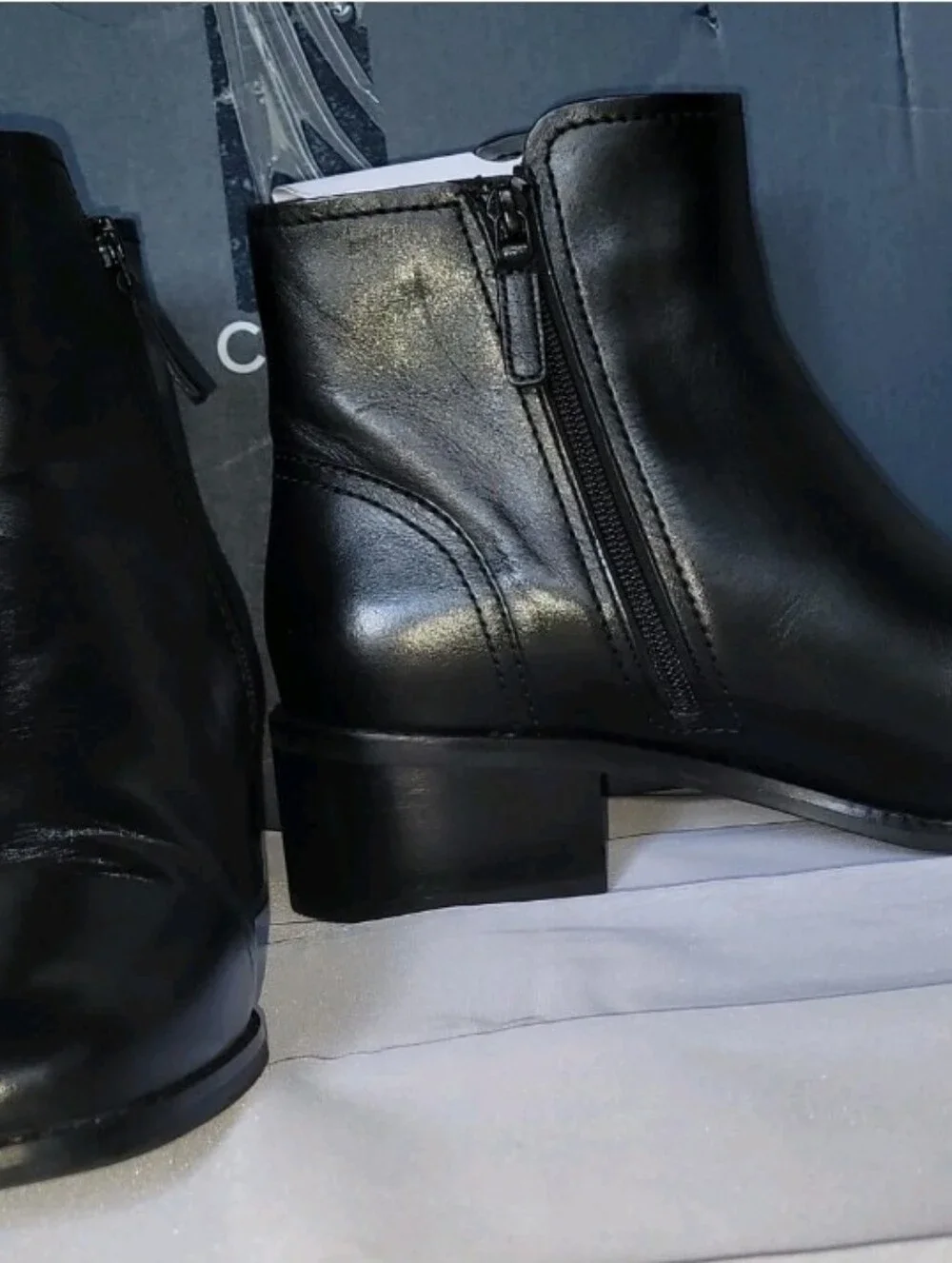 Cole Haan Women's Hanover Black Leather Ankle Boots with Gold Buckle
